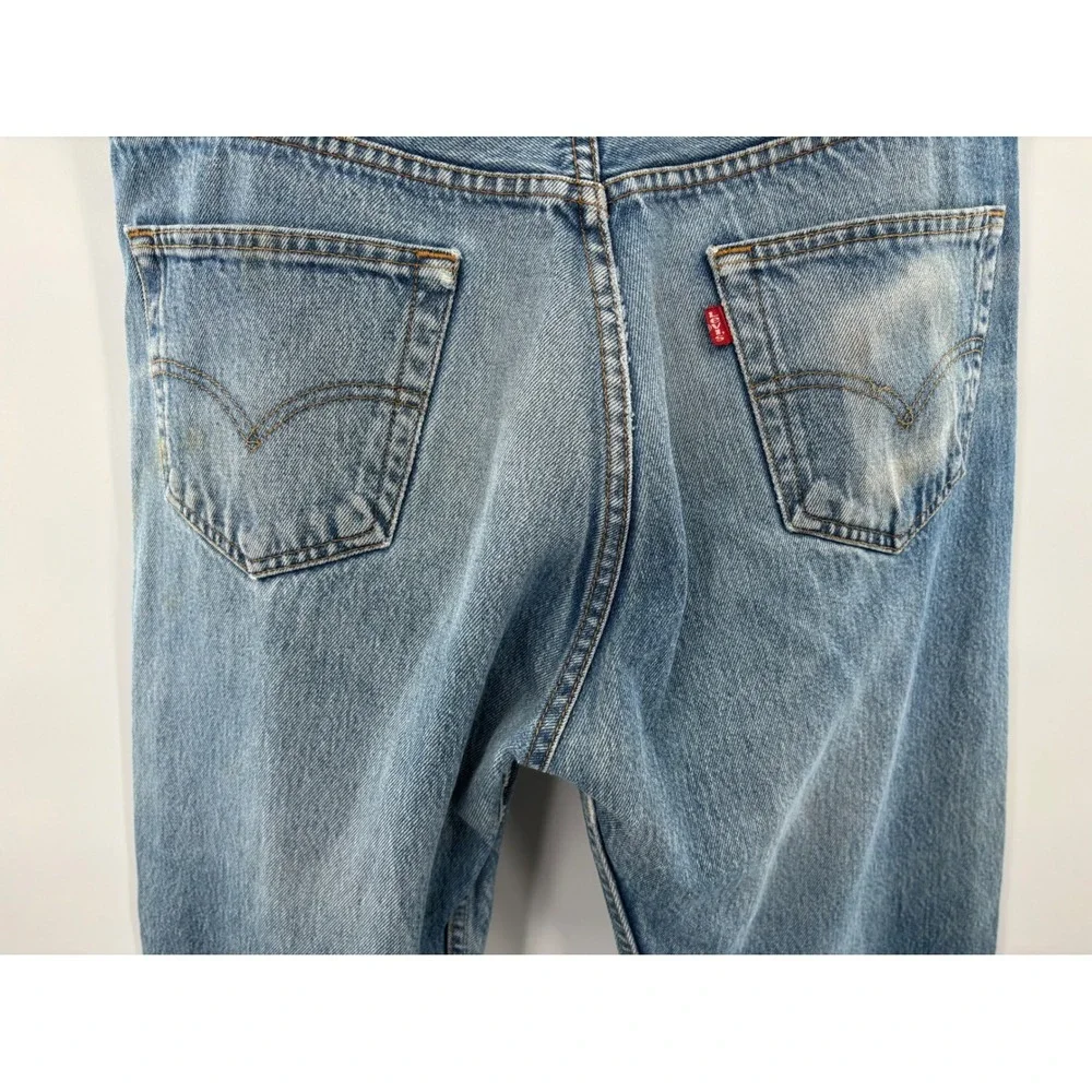 Levis 501 Mens 36x34 Y2KEra 2000's Light Distressed Tradesman Faded Blue Denim